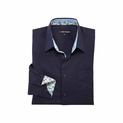 Rick Armand Chemise stretch Milano avec col Kent, détails contrastés et poche de poitrine, chemise à manches longues en coton