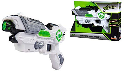 Simba Planet Fighter Space Shooter 108042205 - Pistola láser con luz y Sonido, 23 cm, a Partir de 3 años