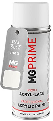 MG PRIME RAL 9016 Blanc signalisation/Traffic white Bombe aérosol 400 ml mat séchage rapide