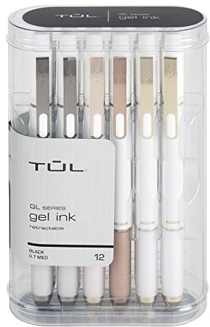 TUL® GL Series Retractable Gel Pens, Medium Point, 0.7 mm, Pearl White Barrel, Black Ink, Pack Of 12 Pens
