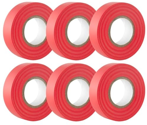 GTSE - Isolierband Rot - 19 mm x 20 m - strapazierfähiges, selbstklebendes Isolierband - zum Schutz, Bündeln und Reparieren von Kabeln - 6 Rollen