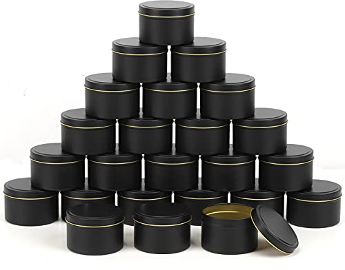 SONVIIBOX 24 Pack 8oz Candle Tins,Black Candle tins for Making Candles Bulk,8 oz Candle Jars,Tin Jars for Candle Making,Metal tin Jars (Black)