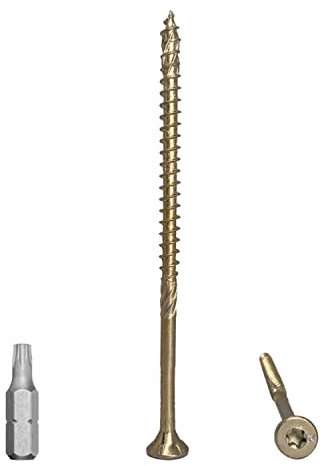 Paquete de 15 tornillos universales de acero chapado en zinc, 5 x 100 mm, cabeza torx, cabeza avellanada, tornillos de aglomerado (15, 5 x 100 mm)