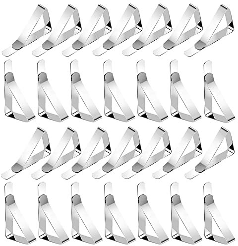 AISHOW 30 Pezzi Tovaglia Clip in Acciaio Inox Tablecloth Clip Regolabile Fermatovaglia da Esterno Clip Antiscivolo Morsetto per Tavolo da Pranzo da Cucina