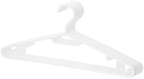 BERLONA Appendiabiti | 10 Pezzi | Appendiabiti In Plastica Con Ganci Laterali | Salvaspazio, Leggero E Funzionale | 41 cm x 18,5 cm | Per Pantaloni Leggeri, Vestiti, Camicie, Gonne, T-Shirts | Bianco