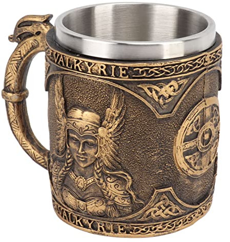 Boccale Vichingo Boccale da Birra Boccale da Birra, Boccale da Birra Resina in Acciaio Inossidabile Doppio Strato Resistente Alle Alte Temperature Modello Pirata Bicchiere per