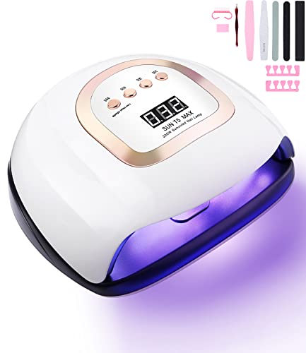 220W Gel-Nagellampe,UV-Nagellampe,intelligenter Sensor,4 Zeitstufen 10s/30s/60s/99s,abnehmbare Basis,57 Licht-LED-Digitalanzeige,professionelles Nagel-Klargel für alle Gel-Nagellacke