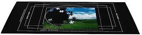 FiNeWaY Jigsaw Puzzle Mat - Jigsaw Mat Roll for 1000 Pieces with Inflatable Tube, Velcro Straps & Carry Bag - Portable Jigsaw Storage Roll to Keep Puzzles Safe
