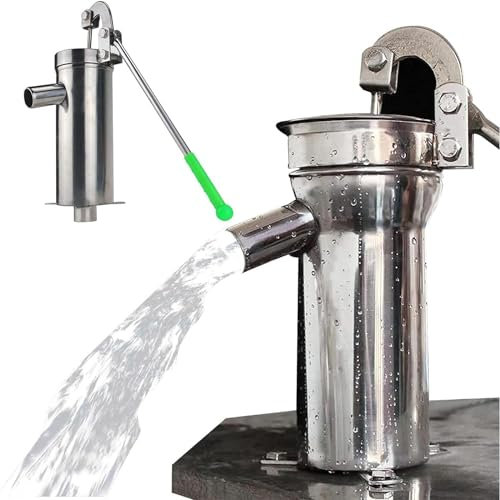 Suction Pump, 10m/32.8ft Range Pumping Manual Well Pump, Stainless Steel Deep Well Hand Pump Water Suction Pump, for Outdoor and Yard, Pond, Garden Decoration Kit