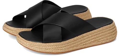 Fitflop F-MODE ESPADRILLE LEATHER FLATFORM CROSS SLIDES