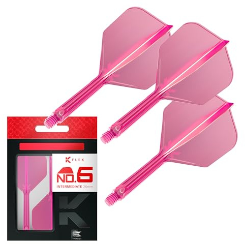 Target Darts K Flex Integrated Dart Flights And Shafts, No.6 Pink (Intermediate) | Pack Of 3 K-Flex - No6, Kflex All In One Moulded Dart Flight & Stem | Professional Dart Accessories
