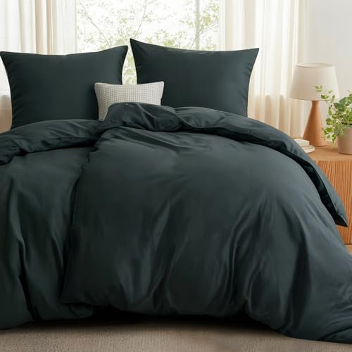 RUIKASI Bettwäsche 135x200 Grau Baumwolle - Baumwolle Bettwäsche-Sets 135x200cm 4teilig mit Reißverschluss, Baumwollbettwäsche 2er Set Anthrazit Cotton, weich und atmungsaktiv