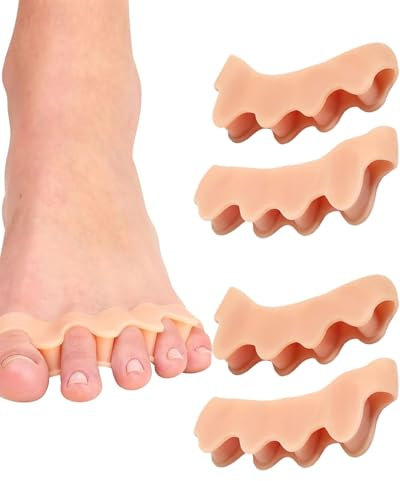 CULEB Separadores de Dedos de Los Pies，Separador Dedos Pie Unisex,Para Ejercicios Yoga,Corrección Pies, Corrección de Dedos Doblados o Superpuestos,Para Juanetes(2 Pares,Beige)