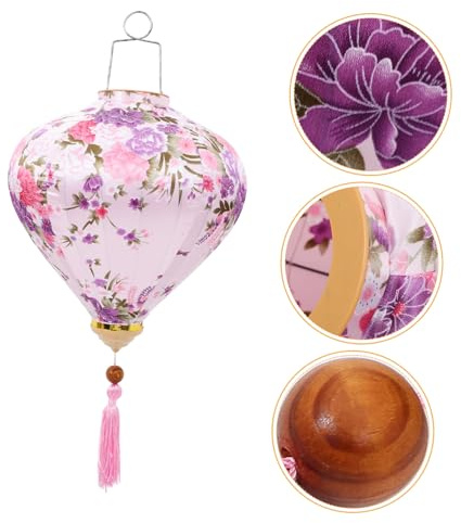 VALICLUD Lanterne Décorative Vietnamienne Suspendue 30 Cm En Tissu Imperméable Pêche Clair, Lanterne D'extérieur Asiatique Pour Jardin, Fête Et Mariage