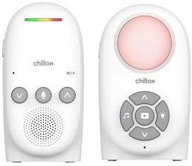 Chillax CB210 Audio Babyphone - DECT - VOX och Smart Eco-lägen - Volymindikatorer - 340 m räckvidd - Nattlampa och 5 vaggvisor - 13 timmars batteritid - Walkie-talkie-funktion - Alert för svagt