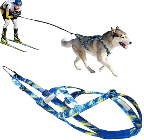 Arnés de Trineo para Perros Cómodo arnés para Perros Trineo Ajustable con Tira Reflectante Transpirable para Tirar de Ocho tirones para medianos y Grandes