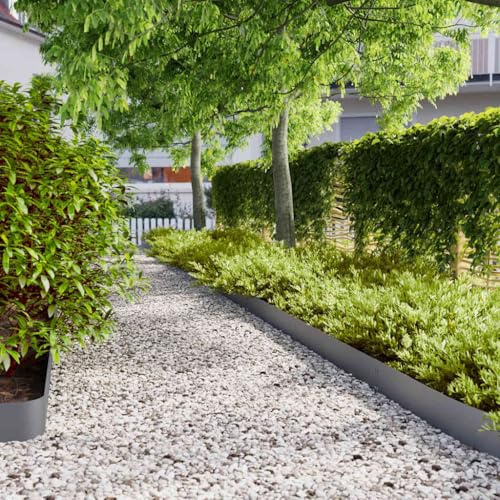 Rejilla de césped para valla de jardín, 50 unidades, color antracita, 15 x 103 cm, acero laminado en frío para patio y paisajismo, fácil montaje