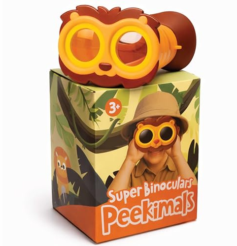 Peekimals - Binocolo per bambini, motivo leone ruggito, binocolo per bambini a tema animale per esplorazioni all'aperto, campeggio per bambini, leggero e resistente, progettato per bambini dai 3 anni
