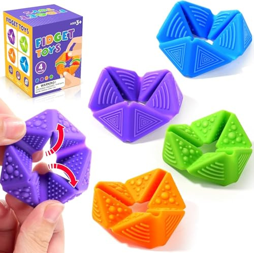 Fidget Sensory Toys for Kids: Silicone Sensory Flip Cube with Textures