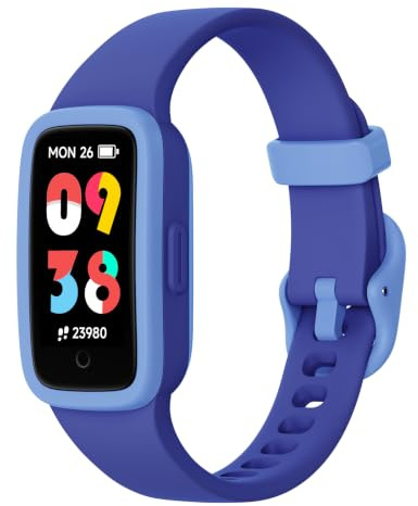 Barnklocka fitness tracker med aktivitetsspårning för pojkar ålder 5-15, blå