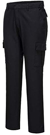 Portwest Pantalón Stretch Slim Combat, Tamaño: 42, Color: Negro, S231BKR42
