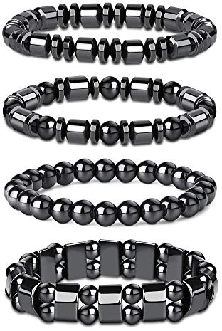 Milacolato Bracciale in Ematite da 4 Pezzi per Uomo Donna Bracciali in Guarigione Reiki Bracciale con Energia Magnetica Tiger Eye Therapy