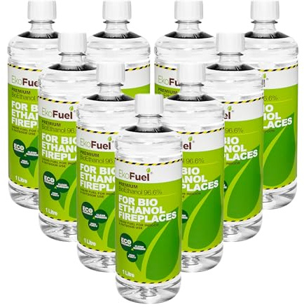 EKOFUEL (9 Litre) Premium Bioethanol Fuel – Liquid Fuel for Fires Pits, Fireplace | High Purity Clean Burning Bio | Indoor & Outdoor Ethanol Fuel