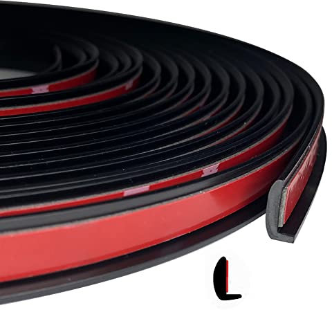 Tintvent Automotive Door Edge Trim Molding Kit with Tape, L Shaped Lip Guard for Car Fenders, Running Boards, Camper Shells, Spas, Mirrors Edge and More, Black(26Feet)