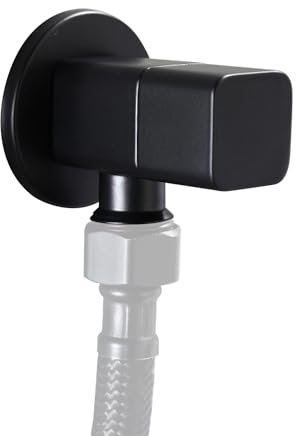 Square Angle Stop Valve, G1/2 Brass Matte Black Shut Off Valve Mixer Water Stop Valve for Bathroom Toilet Washbasin