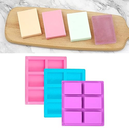 Silikonform Rechteckig, Seifenform, Hand Made Seifenform, Silikon Silikonform, DIY Silikon Form, DIY Backform, zur Herstellung von Handgemachter Seife, 3 Stück (Pink + Blau + Lila)