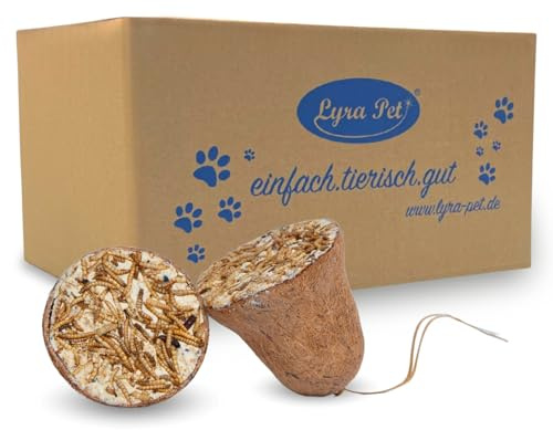 Lyra Pet® 8 pcs. Cloche à Nourriture avec vers de Farine | Nourriture pour Oiseaux Riche en protéines & en Graisse | Nourriture grasse avec graines & vers de Farine pour Oiseaux Sauvages