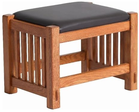 Crafters and Weavers Mission Oak Foot Stool in Spindles in Cherry/Light Brown