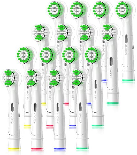 Wetqaip Ersatzköpfe kompatibel mit Oral-B Braun Ersatzköpfen, Zahnbürstenköpfe für Pro 1000 500 1500 Health Genius X Braun Elektrische Zahnbürste, 8 Sensitive+8 Precision+16 Abdeckkappen, Weiß