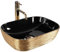 Rea Aufsatzwaschbecken BELINDA BRUSH GOLD/BLACK Waschtisch Handwaschbecken Waschschale Waschbecken für Badezimmer aus hochwertiger Keramik 33 x 46,5 x 13,5 cm (schwarz/Gold)
