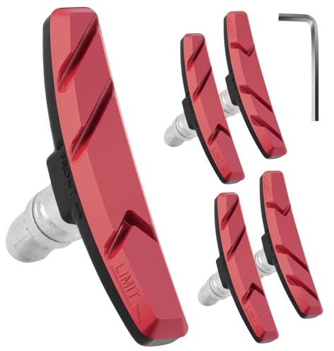 Adiwo 2 Paia Pastiglie Freni V-Brake Impostati con Dadi e Spessori, Pattini Freni Bici da Corsa, Bicicletta Pattini per Blocco Freno V 70mm, con Chiave a Brugola, per Bici da Strada, Mountain Bike