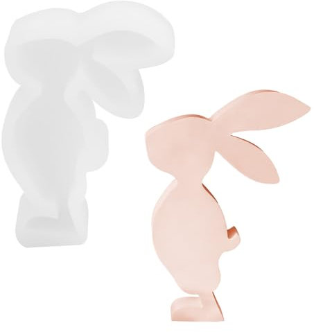 Ostern Kaninchen Silikonformen Gießformen, Kerzenhalter Kerzengießform für Stabkerzen und Teelichter Hasenform für Ostern Hasenharzformen aus Silikon 3D Osterhase Silikonformen Gießformen