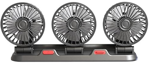 Shkalacar 3 Kopf Auto Ventilator,360° Drehung Tragbarer Fahrzeug Kühlventilator mit versteckter Aromatherapie Box, 24V Zigarettenanzünder aktiviert, 2 Geschwindigkeiten Lüfter für Fahrzeuge Wohnmobile