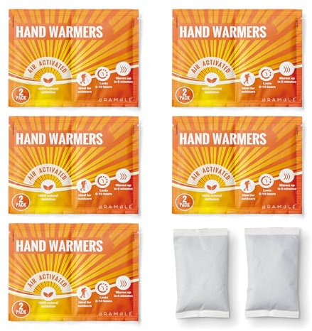 Bramble – Handwärmer (5 Paar, 10 insgesamt) – Luftaktivierte Taschenwärmer für Outdoor-Aktivitäten – Wärme in Minuten und geruchsfrei – Bis zu 10 Stunden Wärme
