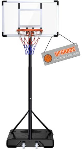 Basketballkorb Outdoor, Verstellbare Korbhöhe von 230cm bis 305cm für Kinder, Jugendliche und Erwachsene, Basketballkorb mit 105x66,5cm großer Basis und bruchsicherem Rückwand für Hinterhof/Einfahrt