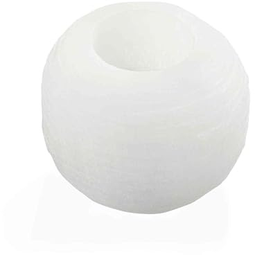 NKlaus Selenita Bola de Nieve Portavelas 8,5 cm – Gran Selenita Hecho a Mano Bola de Nieve Portavelas Ideal para Velas de Tealight, Meditación y Decoración Espiritual, Calmante Energía Armonizadora