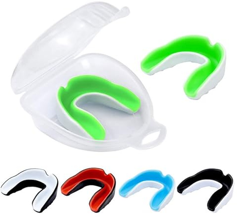 GmwyCzV 5 Protector Bucal Boxeo, con Caja Higiene, Protector Dientes, Protector Bucal Deportivo, Tecnología Ajustar & Respiración Ideal, pour Rugby, MMA, Artes Marciales, Kickboxing(Cinco Colores)