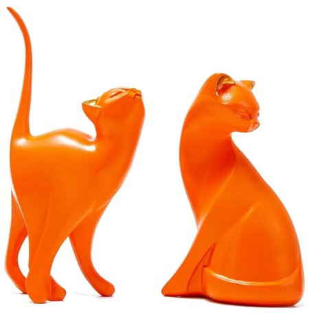 Skulptur Deko Modern Wohnzimmer, Skulpture Dekoration Wohnzimmer, Statue bücherregal Deko für Regal, Tisch Deko Büro Dekoration Wohnung Modern Sculpture, Katzen Schwänze Schmuck Organisator (orange)