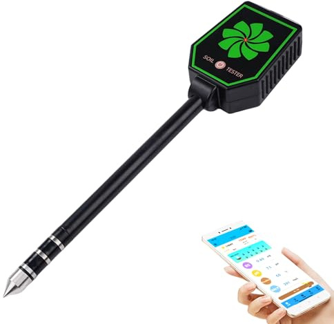8 In1 ph markmätare bluetooth hygrometer för växter phmeter jord PH/EC/salthalt/fertilitet/lufttemperatur/marktemperatur/ljus/markfuktighet Anslut till mobilappen.