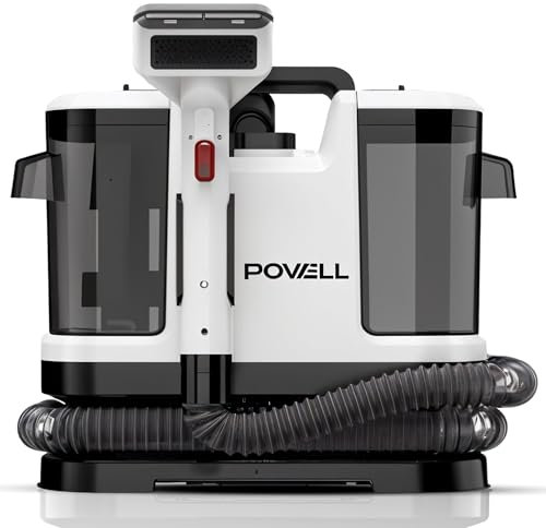Powell lavatappeti 450W – Pulitore per Tappeti e Tappezzeria con Aspirazione 13000PA, Serbatoio 1,8L, per Divani, Interni Auto – Cavo 5m, Leggero 3,5kg, Bianco