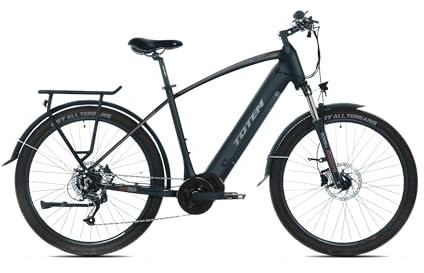 SachsenRAD E-SUV Totem Mythos Trekking - Bicicleta eléctrica para ciudad y terreno, 52 cm de altura, con motor de 80 Nm y batería de 720 Wh, motor central y 9 marchas