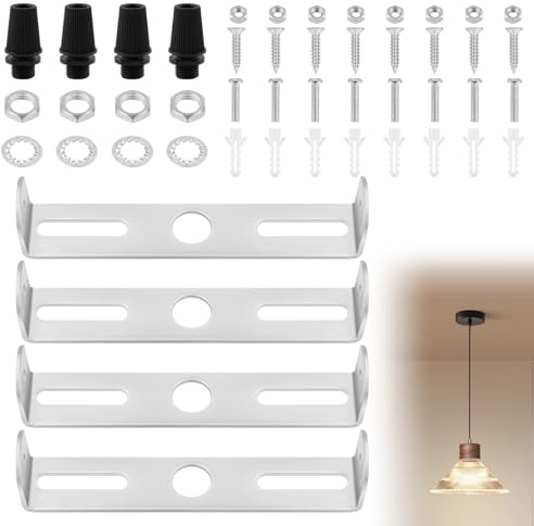 AUAUY 4PCS Chandelier Bracket, 80mm Ceiling Light Plate Kit with Screw