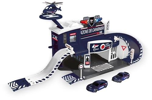 Silve Wheel - Stazione dei carabinieri playset con 2 auto in die cast e 1 elicottero in plastica