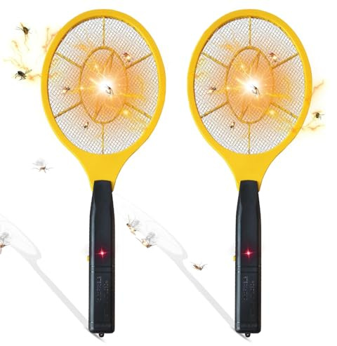 2 Pack Bug Zapper Electric Fly Swatter Zapper - Indoor Outdoor Zapping Racket for Pest Control - Safe to Touch with 3-Layer Safety Mesh