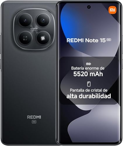 XIAOMI REDMI Note 15 5G – Smartphone 8GB+256GB, Pantalla AMOLED FHD+ 6,77, Snapdragon 6 Gen 3, Cámara 108MP, Batería 5520 mAh, Color Negro