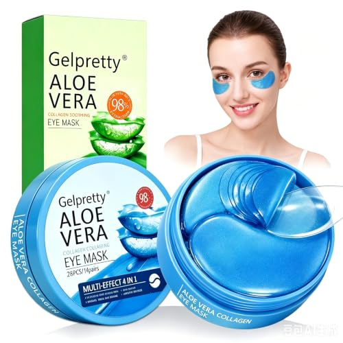 20 Parches de Ojos con Aloe Vera, Mascarilla Antiarrugas e Hidratante para el Contorno de Ojos Para Hombre y Mujer, Verde